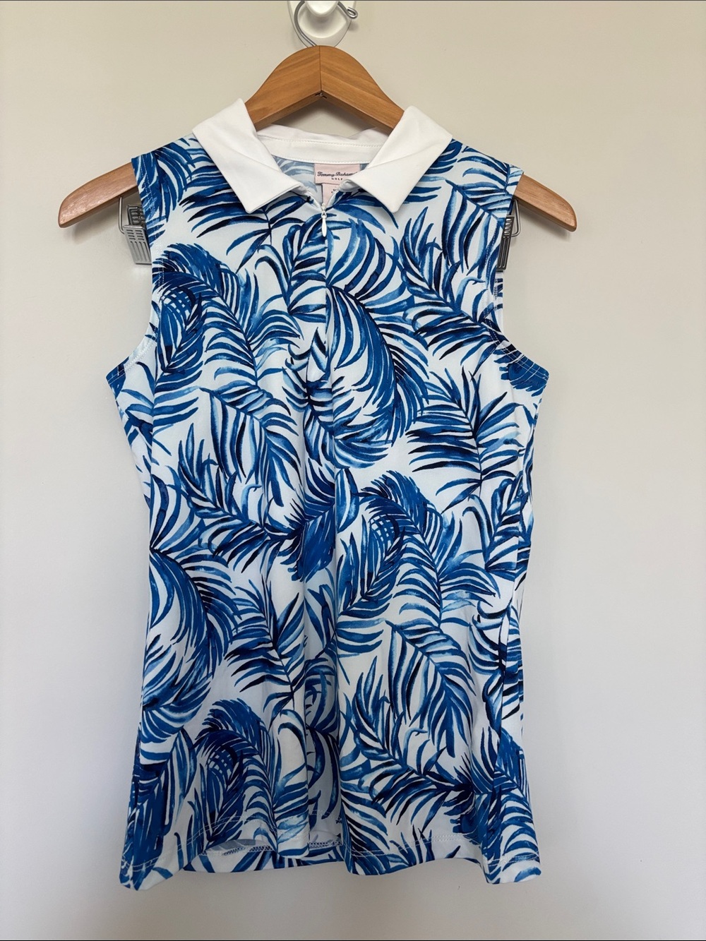 Tommy Bahama Golf Tropical Leaf Sleeveless Polo Collar Knit Shirt Sz S NWT